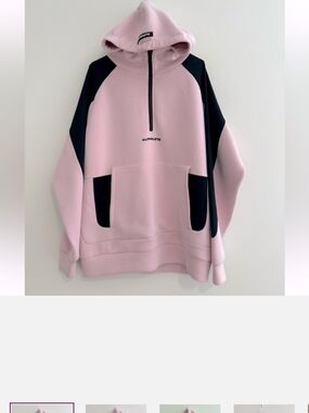 Alphalete Pink & Black Half-Zip Hoodie New